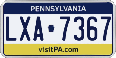 PA license plate LXA7367