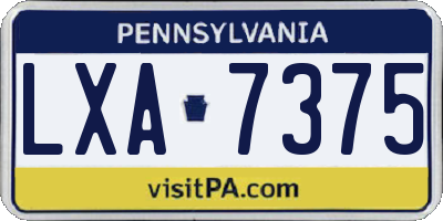 PA license plate LXA7375