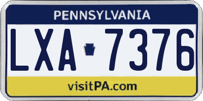 PA license plate LXA7376