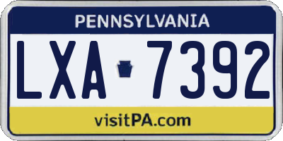 PA license plate LXA7392