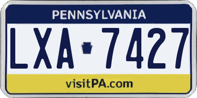 PA license plate LXA7427