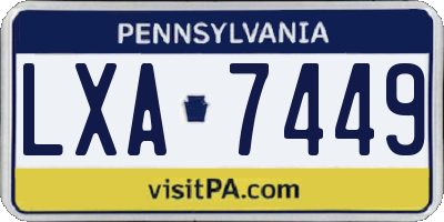 PA license plate LXA7449