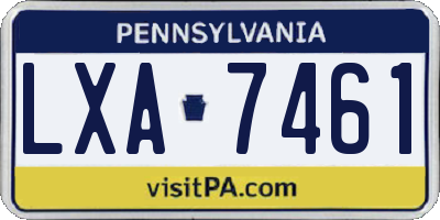 PA license plate LXA7461