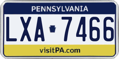 PA license plate LXA7466