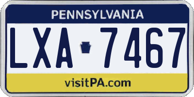 PA license plate LXA7467
