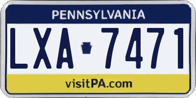 PA license plate LXA7471
