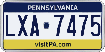 PA license plate LXA7475