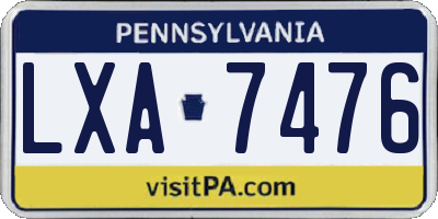 PA license plate LXA7476