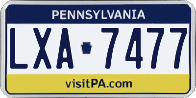 PA license plate LXA7477