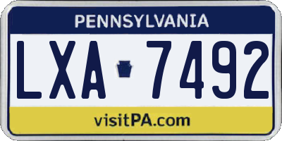 PA license plate LXA7492