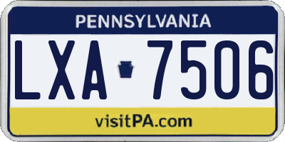 PA license plate LXA7506