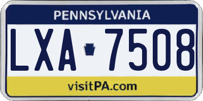 PA license plate LXA7508