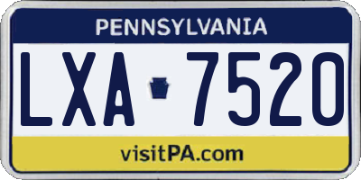PA license plate LXA7520