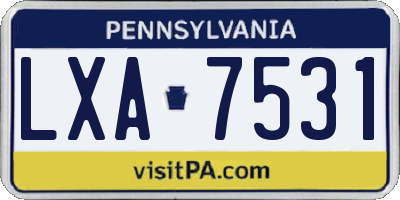 PA license plate LXA7531