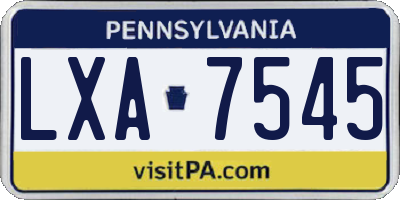 PA license plate LXA7545