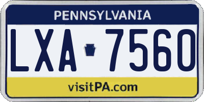 PA license plate LXA7560