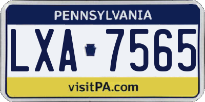 PA license plate LXA7565