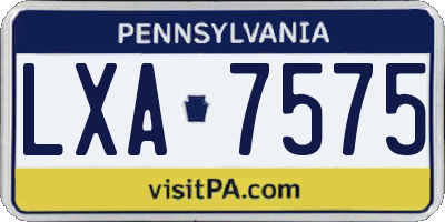 PA license plate LXA7575