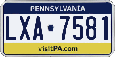 PA license plate LXA7581