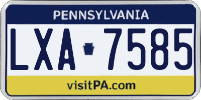 PA license plate LXA7585