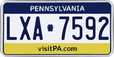 PA license plate LXA7592