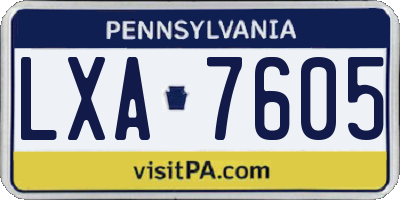 PA license plate LXA7605