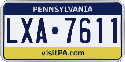 PA license plate LXA7611