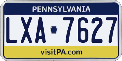PA license plate LXA7627