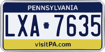 PA license plate LXA7635