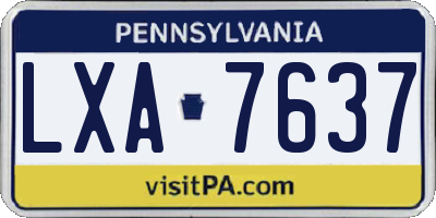 PA license plate LXA7637