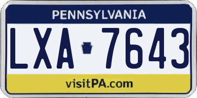 PA license plate LXA7643