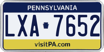 PA license plate LXA7652