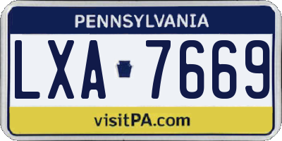PA license plate LXA7669