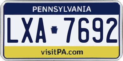 PA license plate LXA7692