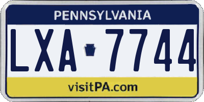 PA license plate LXA7744