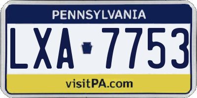 PA license plate LXA7753