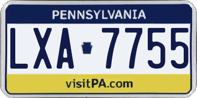 PA license plate LXA7755