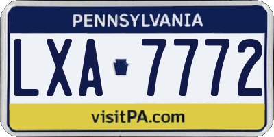 PA license plate LXA7772