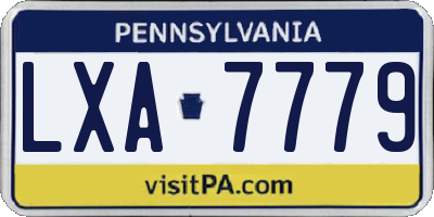 PA license plate LXA7779