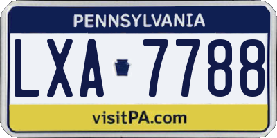 PA license plate LXA7788