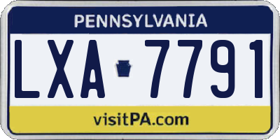 PA license plate LXA7791