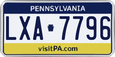 PA license plate LXA7796