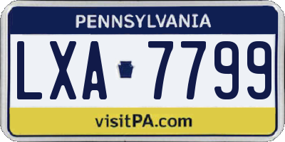 PA license plate LXA7799