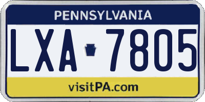 PA license plate LXA7805