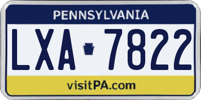 PA license plate LXA7822