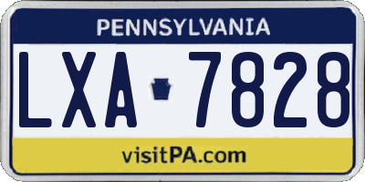 PA license plate LXA7828