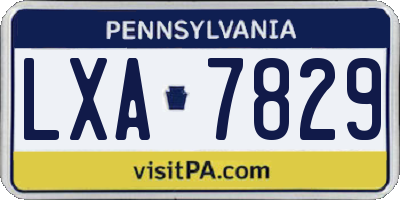 PA license plate LXA7829