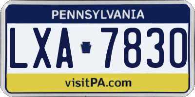 PA license plate LXA7830