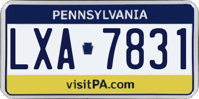 PA license plate LXA7831