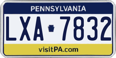 PA license plate LXA7832
